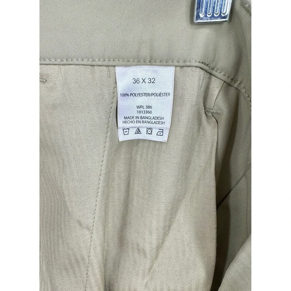 Haggar‎ H26 Dress Pants Khaki Beige Flat Front Comfort Waist 36x32